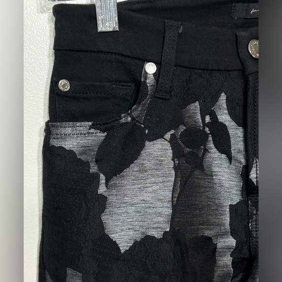 7 For All Mankind Pieced Skinny Gwenevere Shantung Colorblock Floral Jeans - Picture 8 of 15